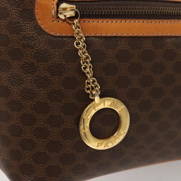 CELINE Macadam Canvas Shoulder Bag PVC Leather Brown Gold Auth 121564 - Picture 10 of 16